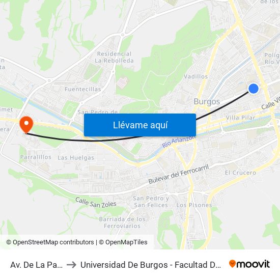 Av. De La Paz 41 to Universidad De Burgos - Facultad De Derecho map