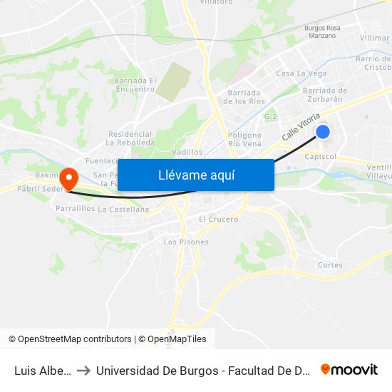 Luis Alberdi to Universidad De Burgos - Facultad De Derecho map