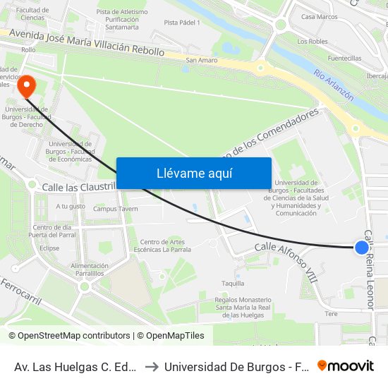 Av. Las Huelgas C. Educación Especial to Universidad De Burgos - Facultad De Derecho map
