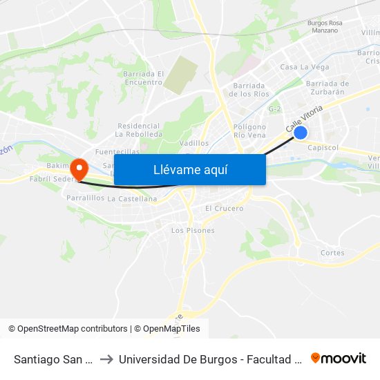 Santiago San Bruno to Universidad De Burgos - Facultad De Derecho map