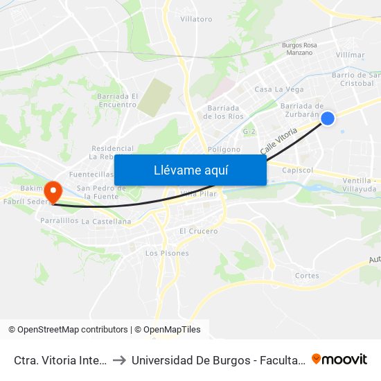 Ctra. Vitoria Intendencia to Universidad De Burgos - Facultad De Derecho map