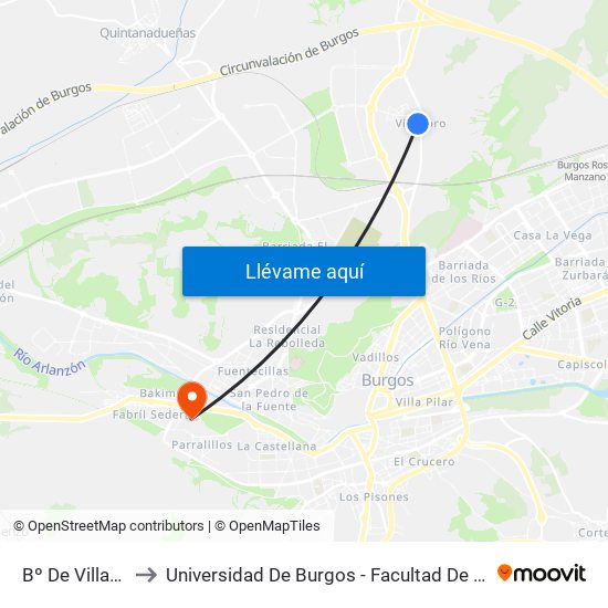 Bº De Villatoro to Universidad De Burgos - Facultad De Derecho map
