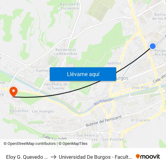 Eloy G. Quevedo Rio Vena to Universidad De Burgos - Facultad De Derecho map
