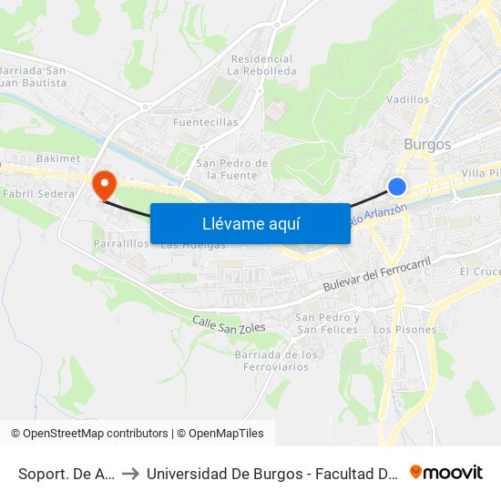 Soport. De Antón to Universidad De Burgos - Facultad De Derecho map