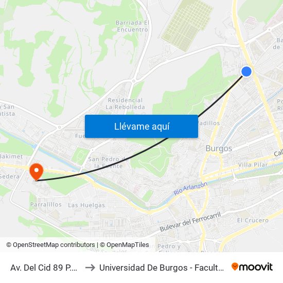 Av. Del Cid 89 P.Avenidas to Universidad De Burgos - Facultad De Derecho map