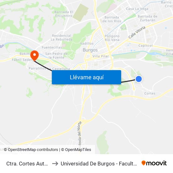 Ctra. Cortes Autoescuela to Universidad De Burgos - Facultad De Derecho map