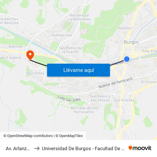 Av. Arlanzón 4 to Universidad De Burgos - Facultad De Derecho map