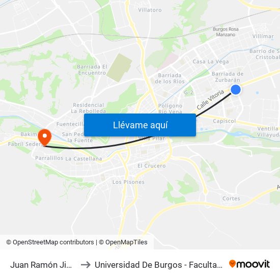 Juan Ramón Jiménez 6 to Universidad De Burgos - Facultad De Derecho map