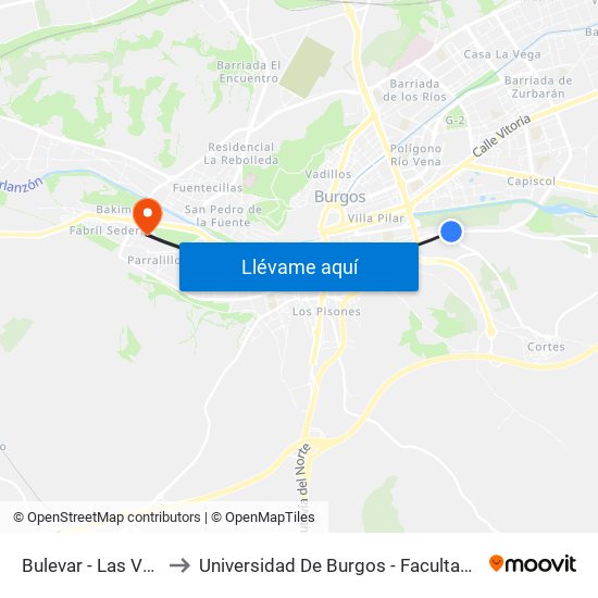Bulevar - Las Veguillas to Universidad De Burgos - Facultad De Derecho map
