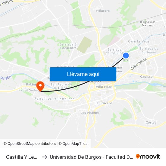 Castilla Y León 48 to Universidad De Burgos - Facultad De Derecho map
