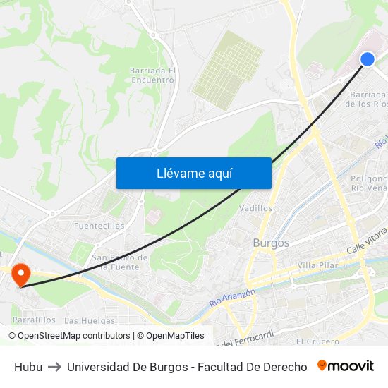 Hubu to Universidad De Burgos - Facultad De Derecho map