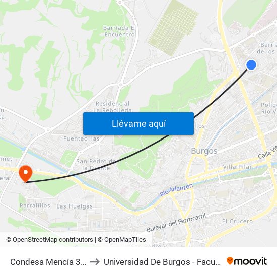 Condesa Mencía 33 Rio Odra to Universidad De Burgos - Facultad De Derecho map