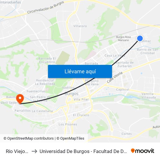 Río Viejo 40 to Universidad De Burgos - Facultad De Derecho map