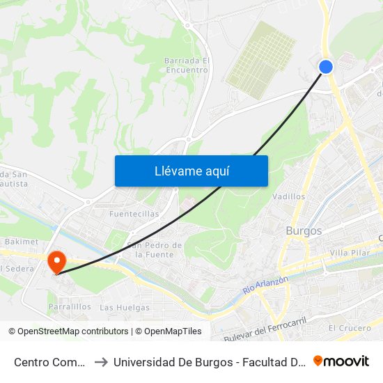 Centro Comercial to Universidad De Burgos - Facultad De Derecho map