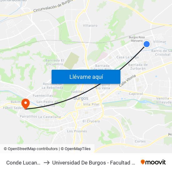 Conde Lucanor 80 to Universidad De Burgos - Facultad De Derecho map