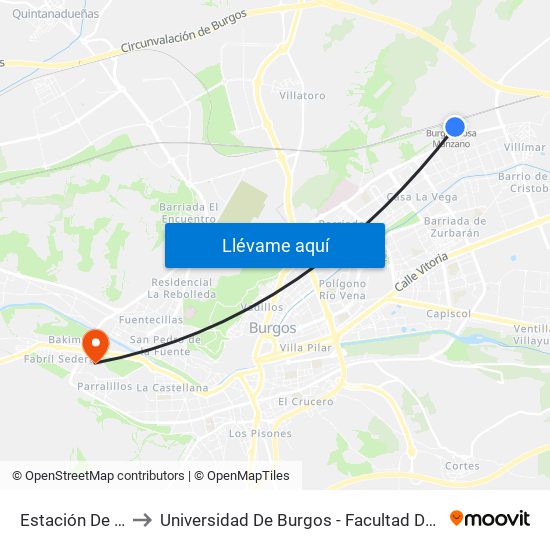 Estación De Tren to Universidad De Burgos - Facultad De Derecho map