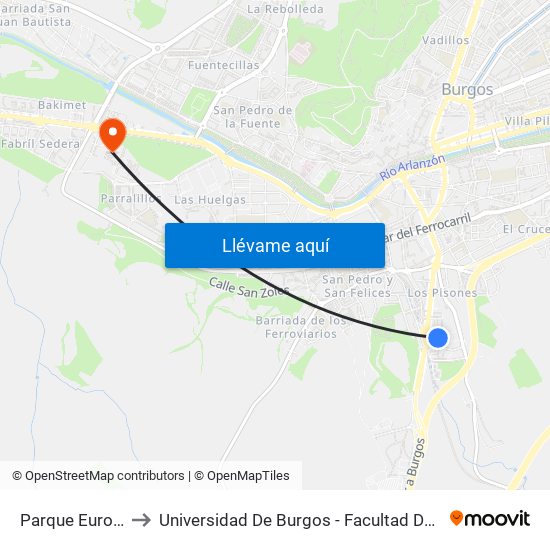 Parque Europa 9 to Universidad De Burgos - Facultad De Derecho map