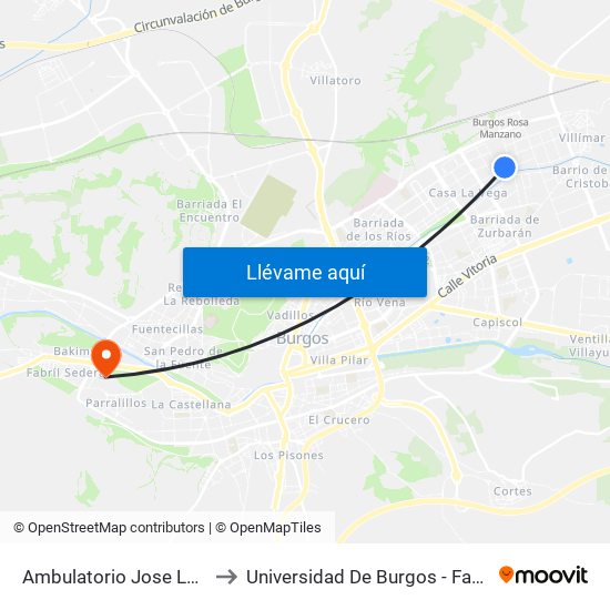 Ambulatorio Jose Luis Santamaría to Universidad De Burgos - Facultad De Derecho map