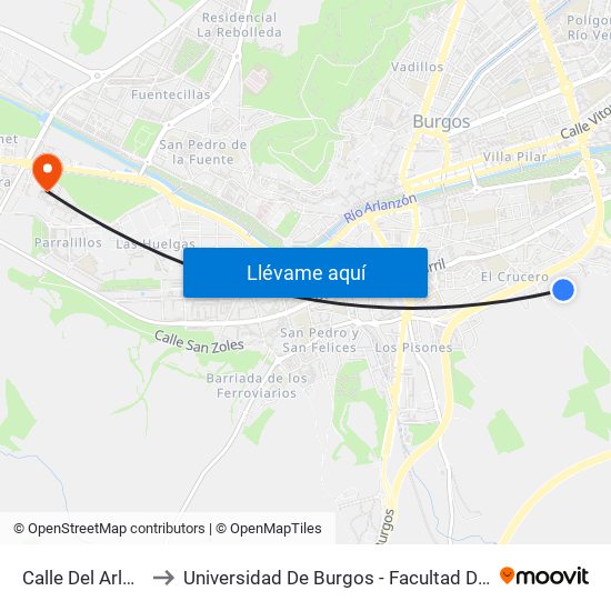 Calle Del Arlanzón to Universidad De Burgos - Facultad De Derecho map