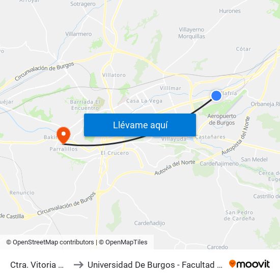 Ctra. Vitoria Mercado to Universidad De Burgos - Facultad De Económicas map