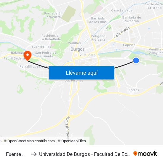 Fuente Prior to Universidad De Burgos - Facultad De Económicas map