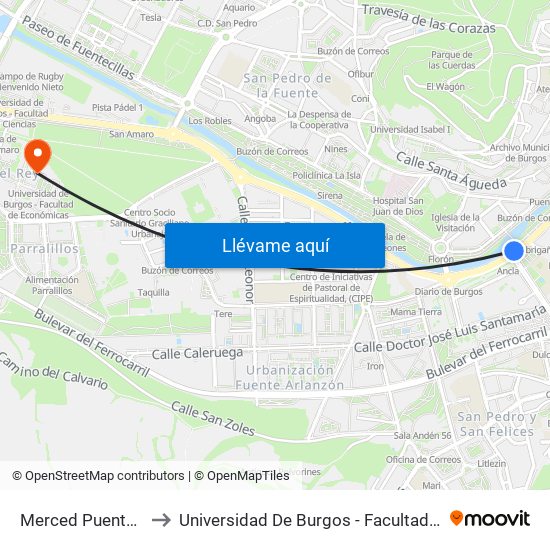 Merced Puente Besson to Universidad De Burgos - Facultad De Económicas map