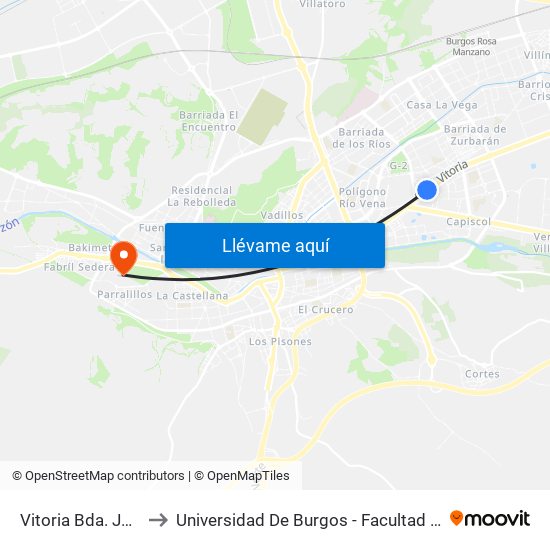 Vitoria Bda. Juan XXIII to Universidad De Burgos - Facultad De Económicas map
