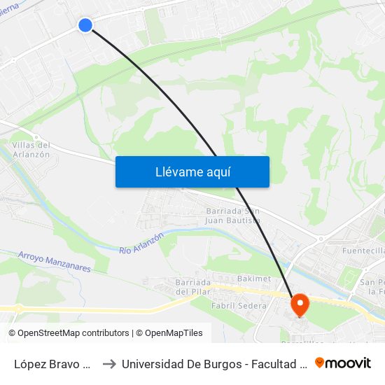 López Bravo Duo-Fast to Universidad De Burgos - Facultad De Económicas map