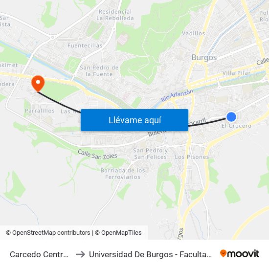 Carcedo Centro Cultural to Universidad De Burgos - Facultad De Económicas map