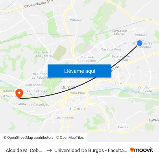 Alcalde M. Cobos Colegio to Universidad De Burgos - Facultad De Económicas map