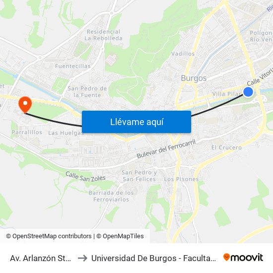 Av. Arlanzón Sta. Casilda to Universidad De Burgos - Facultad De Económicas map