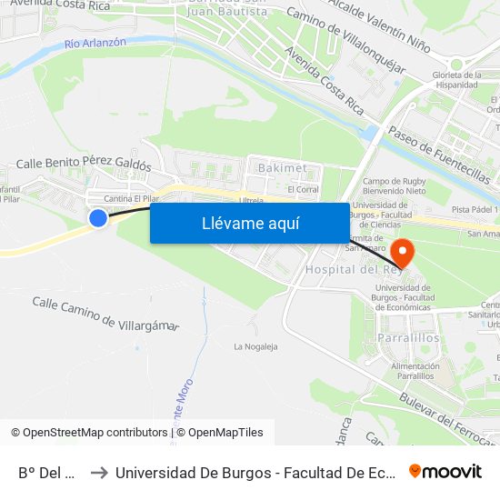 Bº Del Pilar to Universidad De Burgos - Facultad De Económicas map