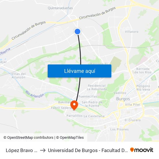 López Bravo Terfisa to Universidad De Burgos - Facultad De Económicas map