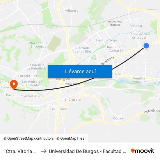 Ctra. Vitoria Taglosa to Universidad De Burgos - Facultad De Económicas map