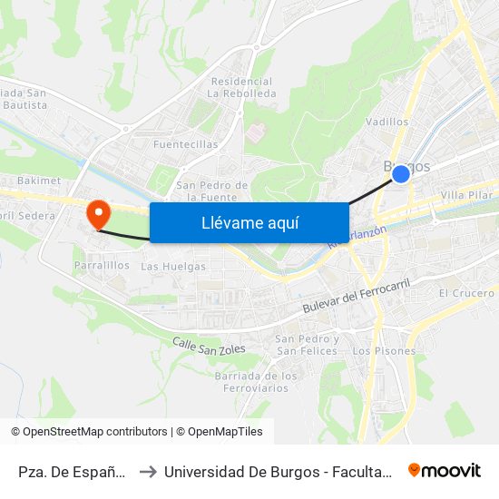 Pza. De España Glorieta to Universidad De Burgos - Facultad De Económicas map