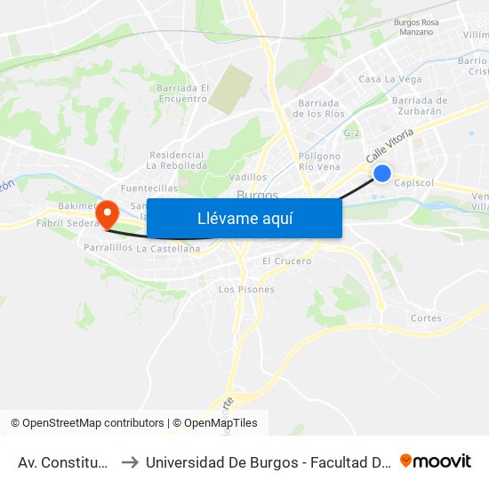 Av. Constitución 21 to Universidad De Burgos - Facultad De Económicas map