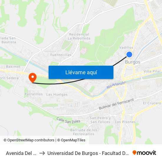 Avenida Del Cid 23 to Universidad De Burgos - Facultad De Económicas map