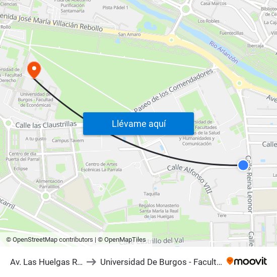 Av. Las Huelgas Reina Leonor to Universidad De Burgos - Facultad De Económicas map