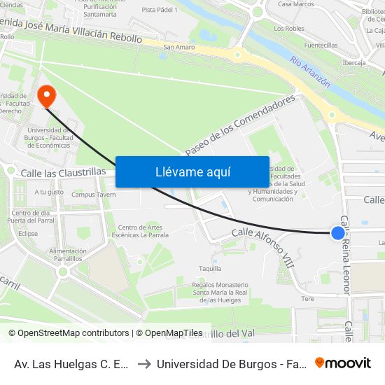 Av. Las Huelgas C. Educación Especial to Universidad De Burgos - Facultad De Económicas map