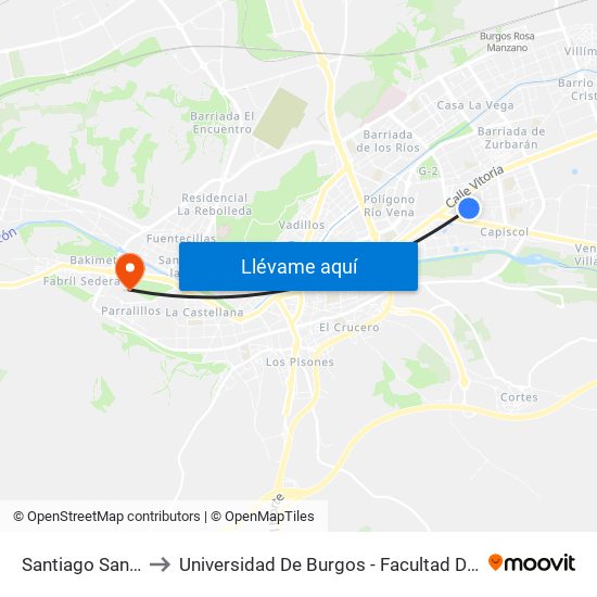 Santiago San Bruno to Universidad De Burgos - Facultad De Económicas map