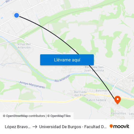 López Bravo Ubisa to Universidad De Burgos - Facultad De Económicas map