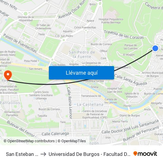 San Esteban (Arco) to Universidad De Burgos - Facultad De Económicas map