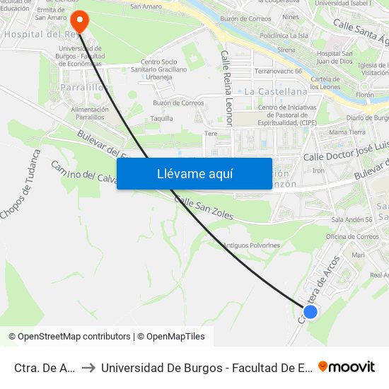 Ctra. De Arcos to Universidad De Burgos - Facultad De Económicas map