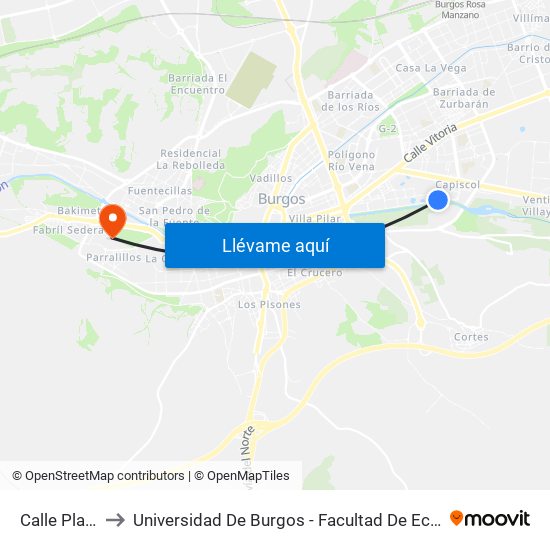 Calle Plantío to Universidad De Burgos - Facultad De Económicas map