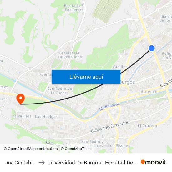 Av. Cantabria 59 to Universidad De Burgos - Facultad De Económicas map