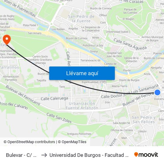 Bulevar - C/ Carmen to Universidad De Burgos - Facultad De Económicas map