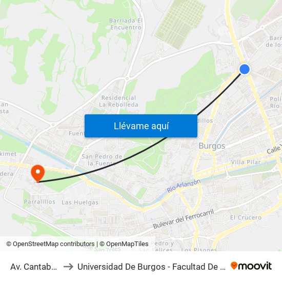 Av. Cantabria 75 to Universidad De Burgos - Facultad De Económicas map