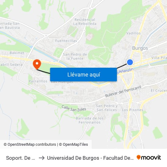 Soport. De Antón to Universidad De Burgos - Facultad De Económicas map