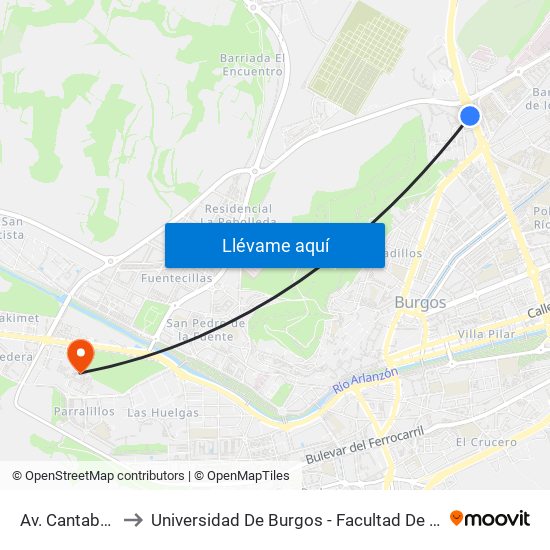 Av. Cantabria 91 to Universidad De Burgos - Facultad De Económicas map