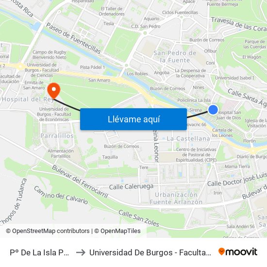 Pº De La Isla Parque Isla to Universidad De Burgos - Facultad De Económicas map